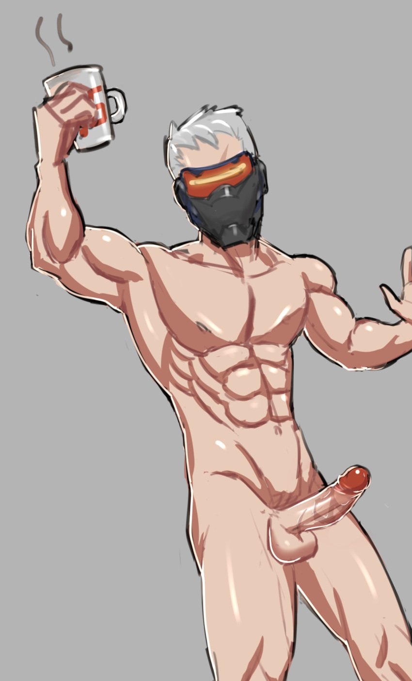 activision balls bara blizzard_entertainment daddy erection jack_morrison male male_nipples male_only manly mature_male muscular_male nipples overwatch overwatch_2 penis soldier_76 zhadoiz