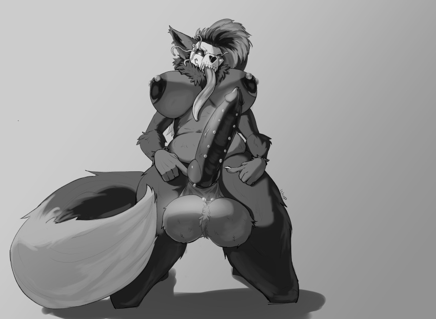 alternate_version_at_source anthro anthro_only areolae black_and_white breasts breasts_bigger_than_head canid canine canine_genitalia canine_penis frenum_ladder frenum_piercing fur furry futa_only futadom futanari genital_piercing greyscale hair kneeling knot knotted_penis ladder_piercing large_areolae large_breasts large_penis long_tongue looking_at_viewer looking_down looking_down_at_viewer monochrome nadilya nadilya_(heliocintrini) nipple_piercing nipples pierced_genitals pierced_nipples pierced_penis piercing piercings skull_head skulldog_(species) tail textless_version tongue tongue_out wunp