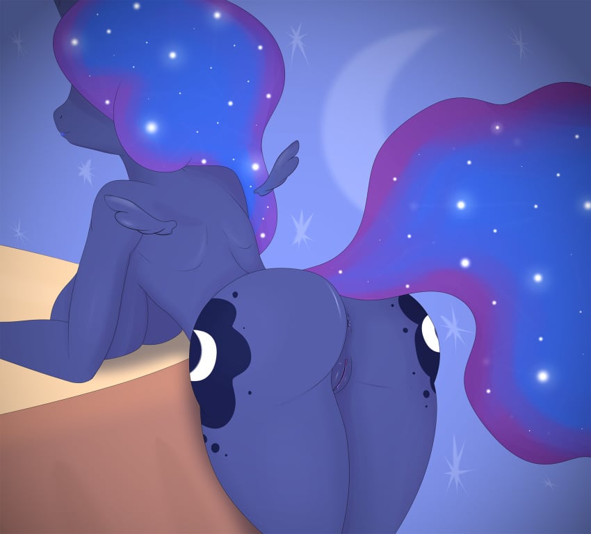 alicorn anthro anthrofied anus ass bent_over booponies breasts equine female friendship_is_magic horn mammal markings my_little_pony princess_luna_(mlp) pussy solo wings