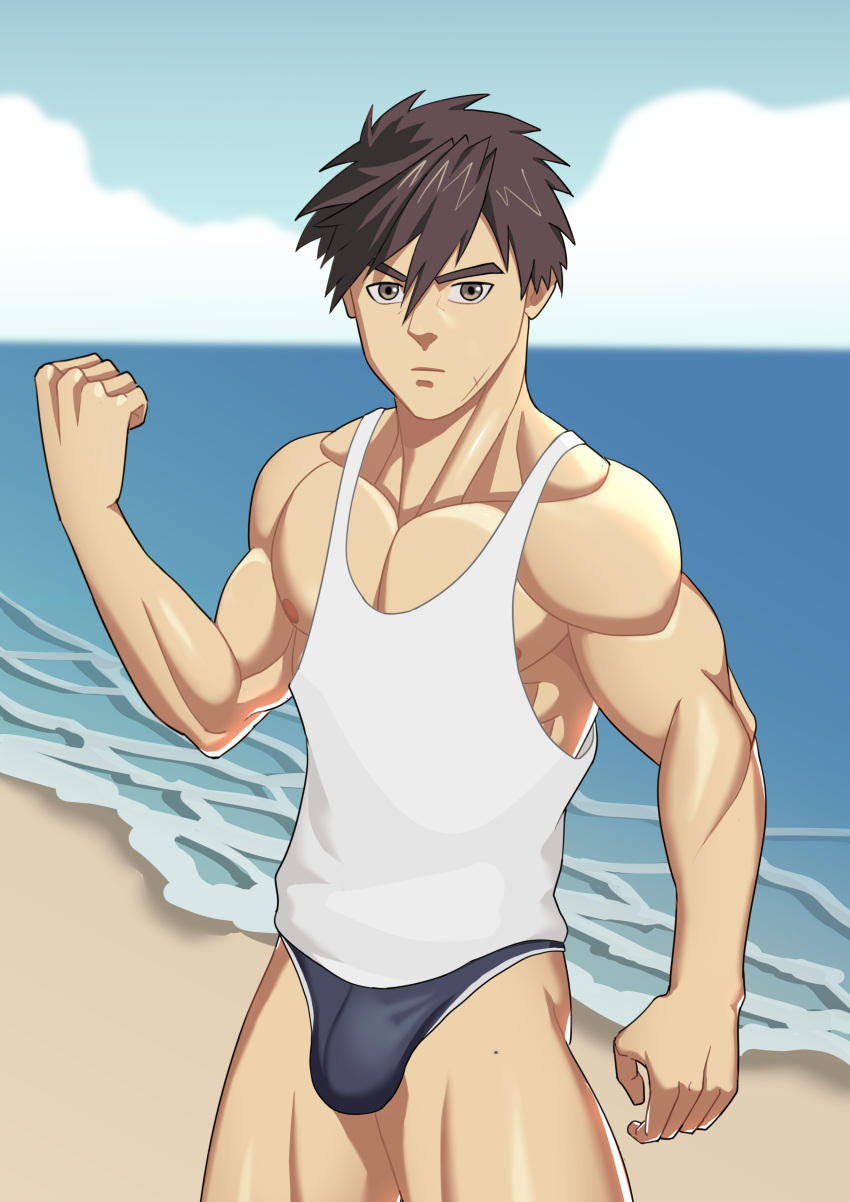 balls bulge erection full_metal_panic male_nipples nipples penis sousuke_sagara underwear zhadoiz