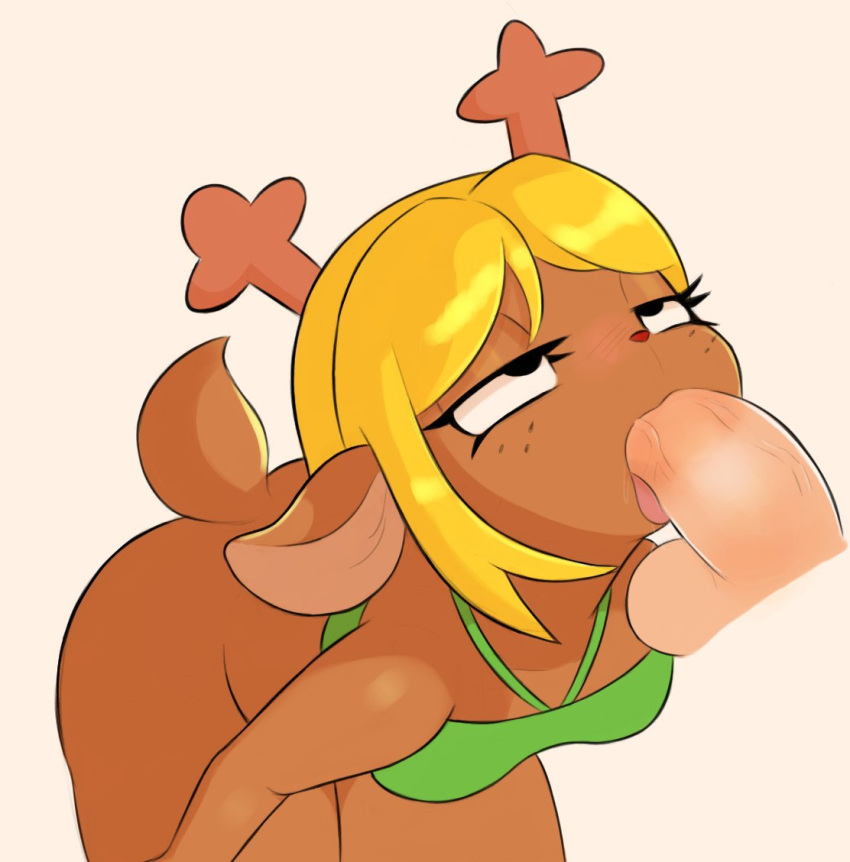 anthro antlers arteficialtrees ass bedroom_eyes blonde_hair bottomless clothed clothing deltarune duo eye_roll fellatio female hair horn human male male/female mammal narrowed_eyes noelle_holiday oral penile penis_in_mouth scut_tail seductive sex short_tail tail tongue tongue_out topwear topwear_only undertale_(series)