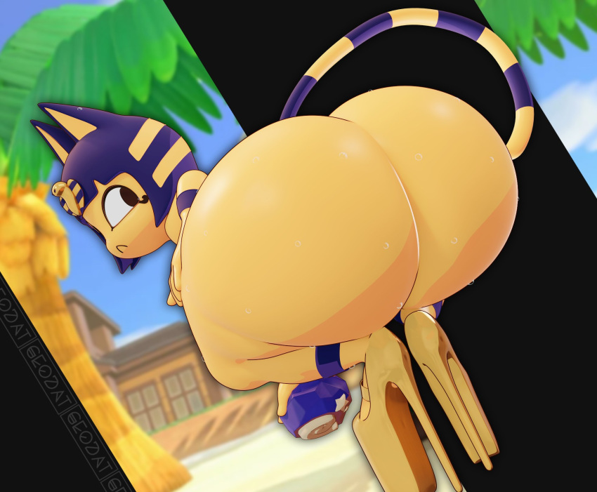 1girls animal_crossing ankha ankha_(animal_crossing) ankha_(cyanu) ass cyanu geodat64 nintendo tagme