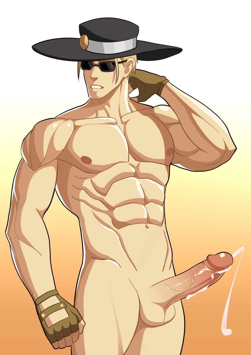 balls bara big_balls big_penis cum erection guilty_gear johnny_(guilty_gear) male male_nipples male_only muscular_male nipples nude penis zhadoiz