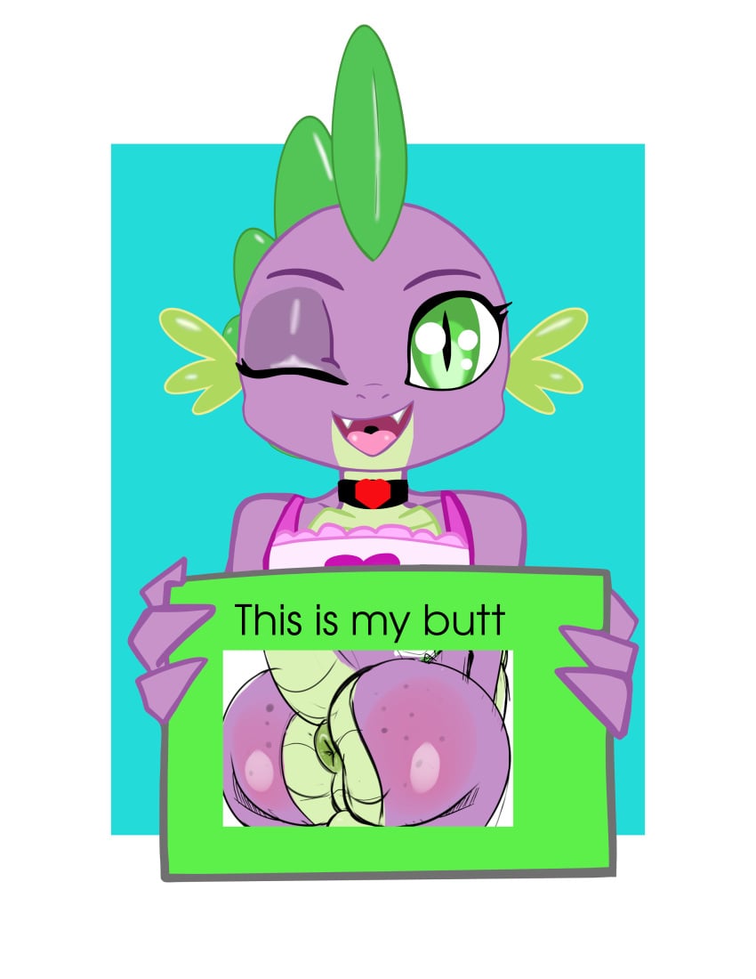 1boy 1femboy anus apron_only ass bending_over big butt_blush butt_focus choker coin_purse dark_anus donut_anus edit femboy friendship_is_magic holding_object holding_sign looking_at_viewer male male_focus my_little_pony no_humans non-human non-human_only perineum photo ponut saurian_(artist) smiling_at_viewer solo solo_focus solo_male spike_(mlp) tail_raised trap wink winking_at_viewer