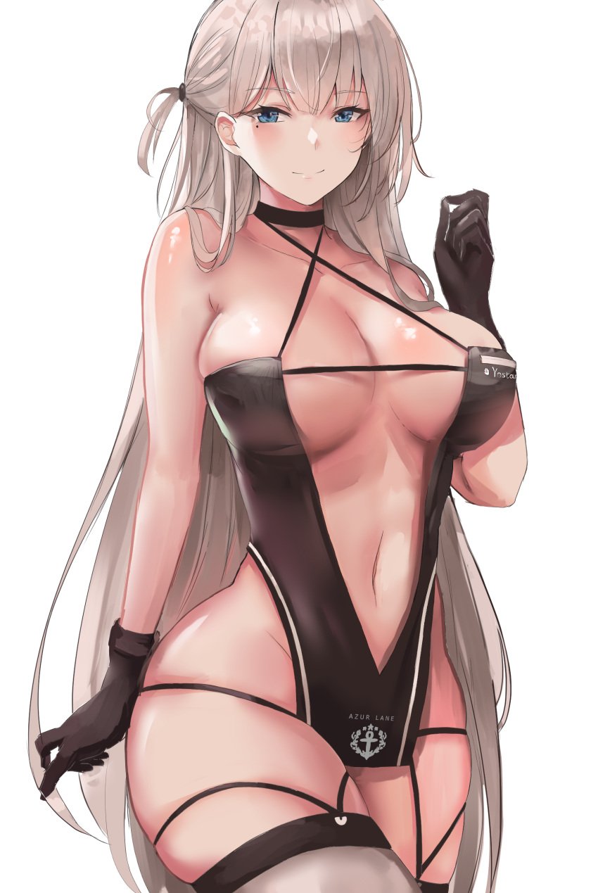 1girls azur_lane black_gloves blue_eyes cleavage female female_only full_color fully_clothed gloves large_breasts liaowen light-skinned_female light_skin mole mole_under_eye race_queen revealing_clothes sakura_empire_(azur_lane) shoukaku_(azur_lane) shoukaku_(sororal_wings)_(azur_lane) simple_background skimpy_clothes thighs white_background white_hair