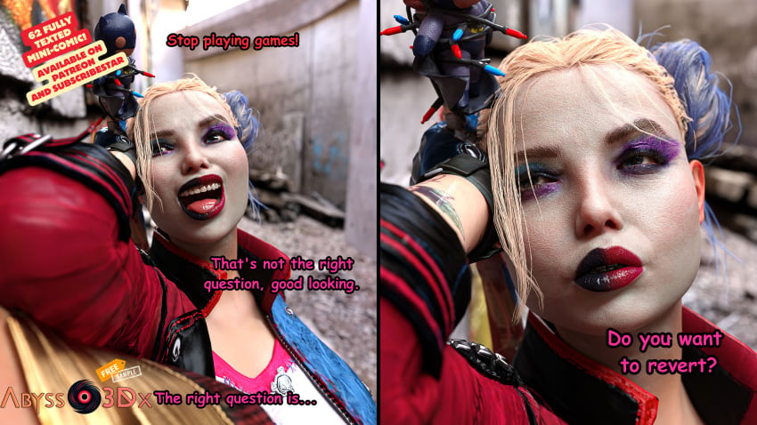 3d baseball_bat big_balls big_breasts big_penis clothed clothing comic comic_panel dc dc_comics diana_prince dickgirl futanari harleen_quinzel harley_quinn harley_quinn_(suicide_squad_game) huge_breasts huge_cock ladyabysso makeup story suicide_squad suicide_squad:_kill_the_justice_league superheroine text text_box text_bubble veiny_penis wonder_woman wonder_woman_(suicide_squad_game)