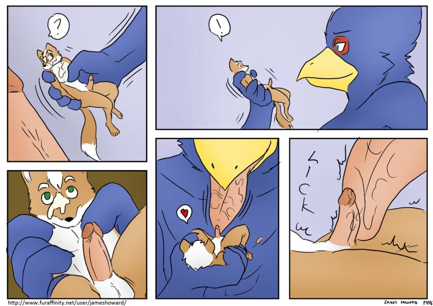 2boys anthro avian beak big_tongue bird canid canine comic completely_nude dialogue digital_drawing_(artwork) digital_media_(artwork) duo erection extreme_size_difference falco_lombardi fox fox_mccloud genitals glans humanoid_genitalia humanoid_penis interspecies james_howard larger_male licking long_tongue male male/male male_only male_penetrated male_penetrating male_penetrating_male maledom malesub mammal micro nintendo nude nude_male oral oversized_fellatio oversized_oral penetration penile penis penis_lick penis_on_tongue sex siman-clifton size_difference smaller_male star_fox tail togepi1125 tongue tongue_fetish tongue_out tongue_play tonguejob yaoi