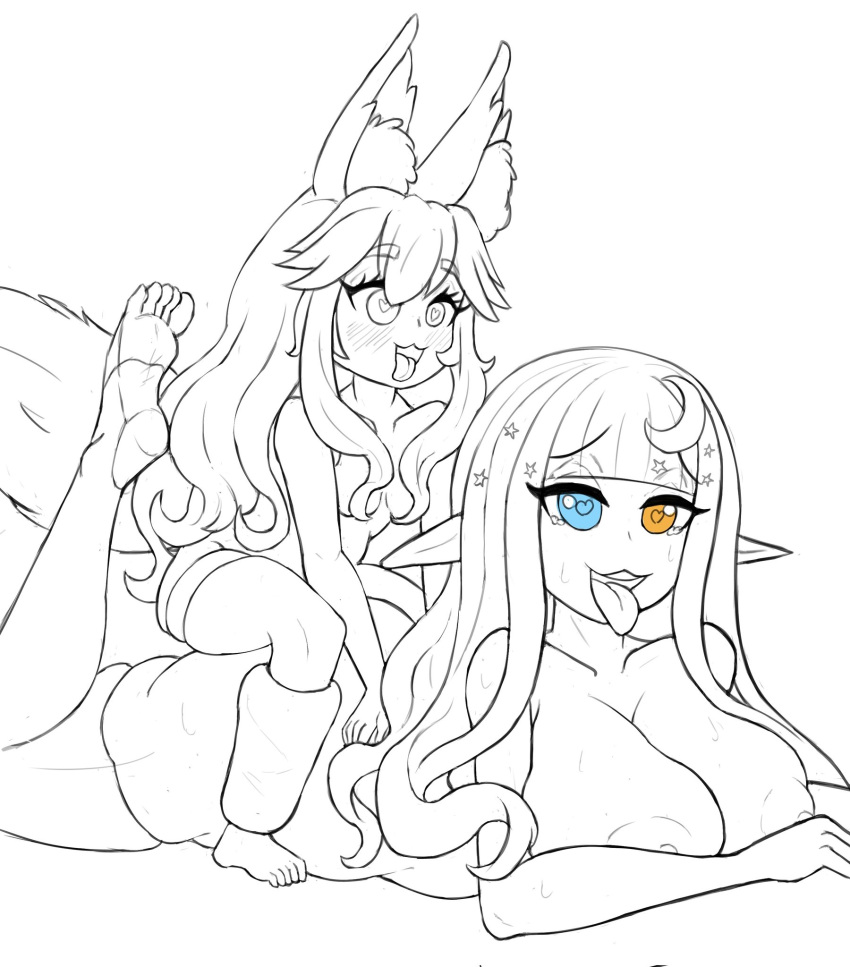 2girls absurd_res animal_ears big_breasts black_hair blue_eye botr4n breasts busty canine curvy curvy_female curvy_figure curvy_hips different_eye_color elf elf_ears elf_female female fox fox_ears fox_tail heterochromia hi_res kemonomimi large_boobs large_breasts latam_virtual_youtuber lillie_kirisame long_hair mond_feuer multiple_girls oppai orange_ears orange_hair orange_tail penetration penetration_from_behind pointy_ears red_hair strap-on strap-on_dildo strap-on_sex strapon tail twitch.tv virtual_youtuber voluptuous vtuber yellow_eye yellow_eyes