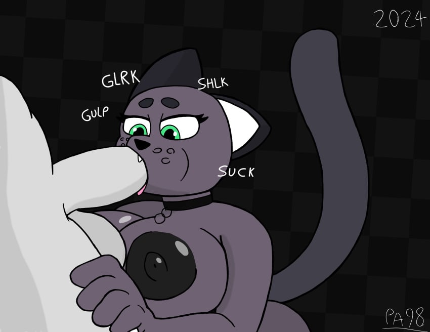 absurd_res anthro beat_banger big_breasts breasts bunfan_games cathy_smith domestic_cat duo faceless_character faceless_male felid feline felis fellatio female fur green_eyes grey_body grey_fur hi_res male male/female mammal oral paladyart98 penile sex sound_effects tail