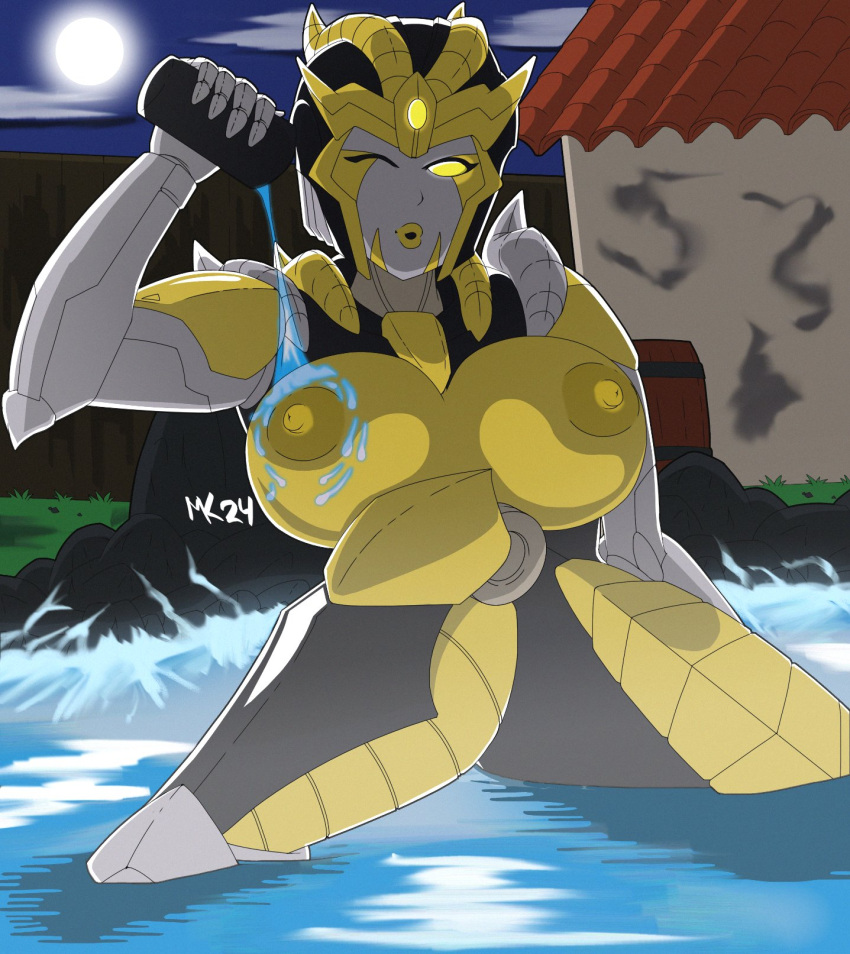 big_breasts breasts dracona_(transformers) fan_character madkat madkatz8 nipples nobleseven20 oc predacon robot robot_girl thick_thighs transformers yellow_eyes yellow_lipstick yellow_nipples