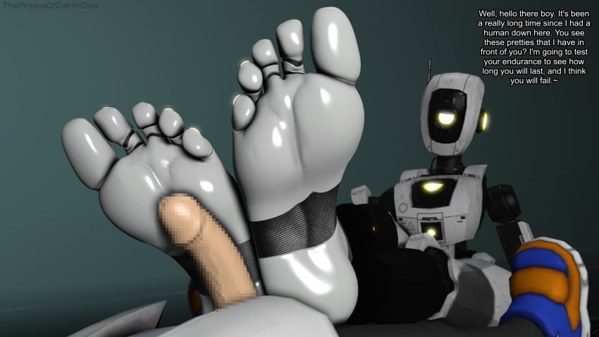 1boy 1boy1girl 1female 1girls 1male feet feet_fetish feet_focus feet_on_penis female foot_fetish footjob glados male portal portal_(series) portal_2 tagme theprinceofdarkn3ss