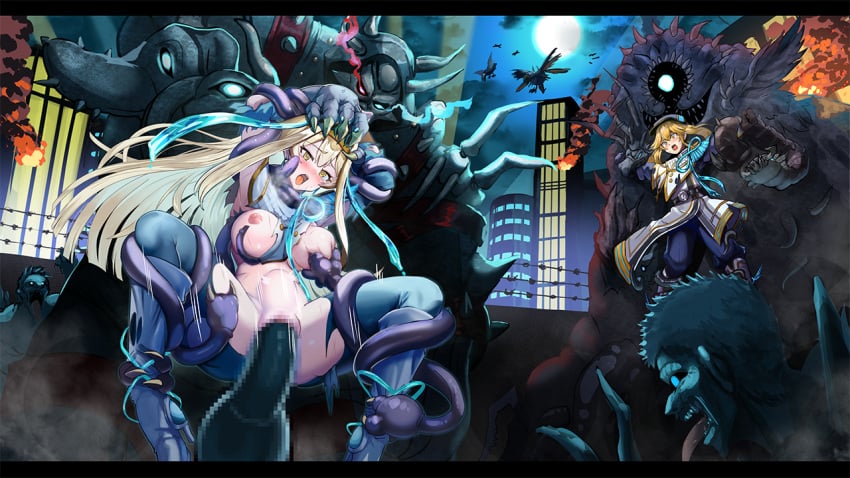 2girls arms_tied artist_name artist_request big_penis blonde_hair breasts building building_destruction captured captured_heroine city city_background city_destruction cityscape clothed_female_nude_male clothing defeated defeated_heroine exosister_asophiel exosister_gibrine exosister_irene exosister_sophia exosisters heavy_breathing huge_balls huge_cock interspecies interspecies_sex large_breasts long_hair monster multiple_boys multiple_monsters nipples nun open_mouth penetration penile penis_in_pussy pussy ripped_clothing ripped_pants shredded_clothes spread_legs spreading stomach stomach_bulge tentacle tentacle_rape tentacle_sex torn_clothes torn_clothing yu-gi-oh!