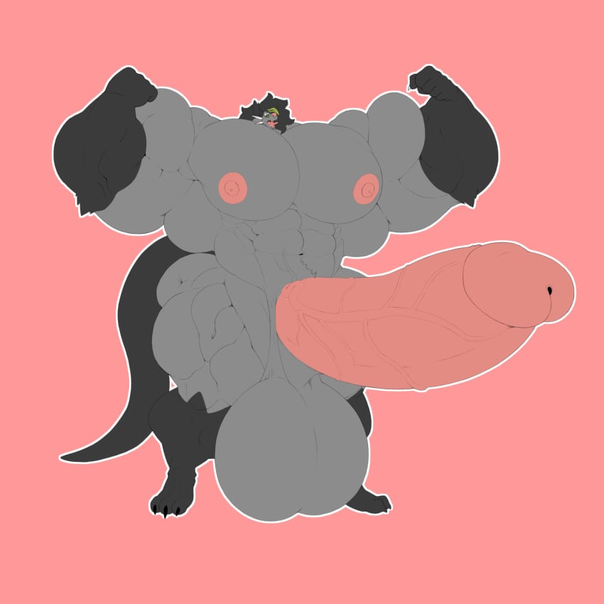 1:1 2024 3_toes5_fingers anthro arm_tuft balls biceps big_balls big_muscles big_penis biped black_body black_fur black_hair black_sclera black_tail claws dewott digital_drawing_(artwork) digital_media_(artwork) elbow_tuft erection eyewear eyewear_only finger_claws flat_colors flexing fur ganger generation_5_pokemon genitals glasses glasses_only gloves_(marking) green_eyes green_highlights grey_body grey_fur hair hi_res highlights_(coloring) huge_balls huge_cock huge_muscles humanoid_genitalia humanoid_penis hyper hyper_genitalia hyper_muscles hyper_penis leg_markings looking_pleasured male male_only mammal markings muscular muscular_anthro muscular_male mustelid navel nintendo nipples nude otter outline pecs penis pink-penis pink_background pink_nipples pink_nose pink_tongue pokemon pokemon_(species) sachiel_666 simple_background socks_(marking) solo standing tail thick_thighs tongue tongue_out tuft vein veiny_penis wearing_glasses whiskers white_claws