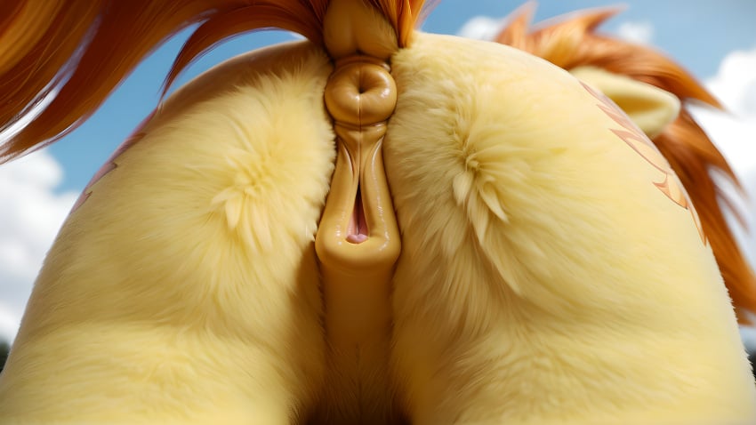 ai_generated anatomically_correct anatomically_correct_genitalia anatomically_correct_pussy animal_genitalia animal_pussy cutie_mark dock equine_genitalia equine_pussy friendship_is_magic hasbro my_little_pony orange_tail spitfire_(mlp) tail wonderbolts_(mlp) yellow_anus yellow_body yellow_fur yellow_pussy