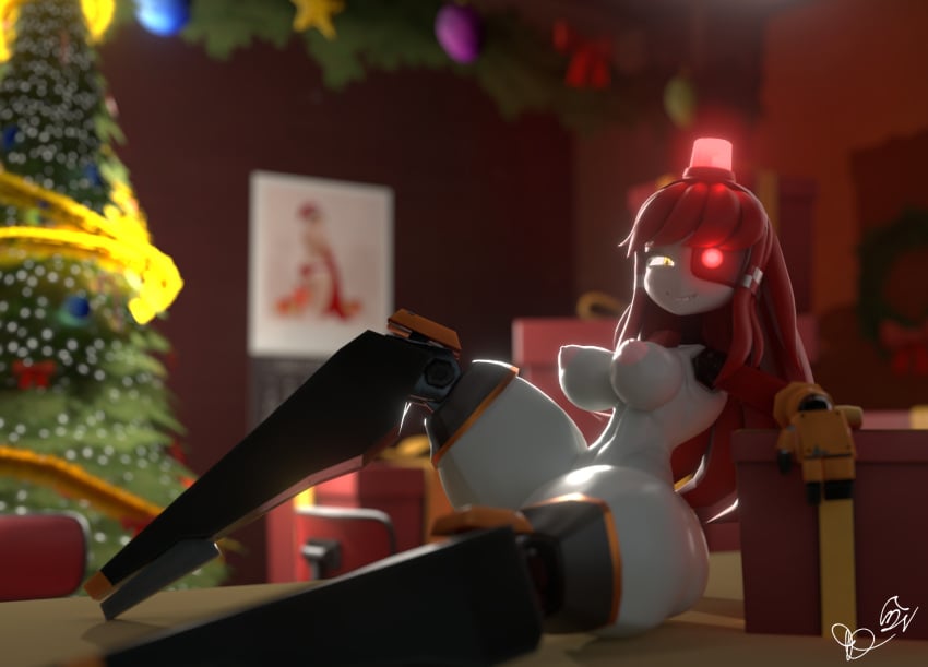 1girls 3d 3d_(artwork) alternate_version_available artist_signature breasts christmas christmas_present christmas_tree large_breasts leaning_on_object looking_at_viewer mimi_sentry mimi_sentry_(zzwz) nude nude_female psychodelia robot robot_girl sitting smile smiling smiling_at_viewer solo tagme team_fortress_2 thick_thighs thighs wide_hips