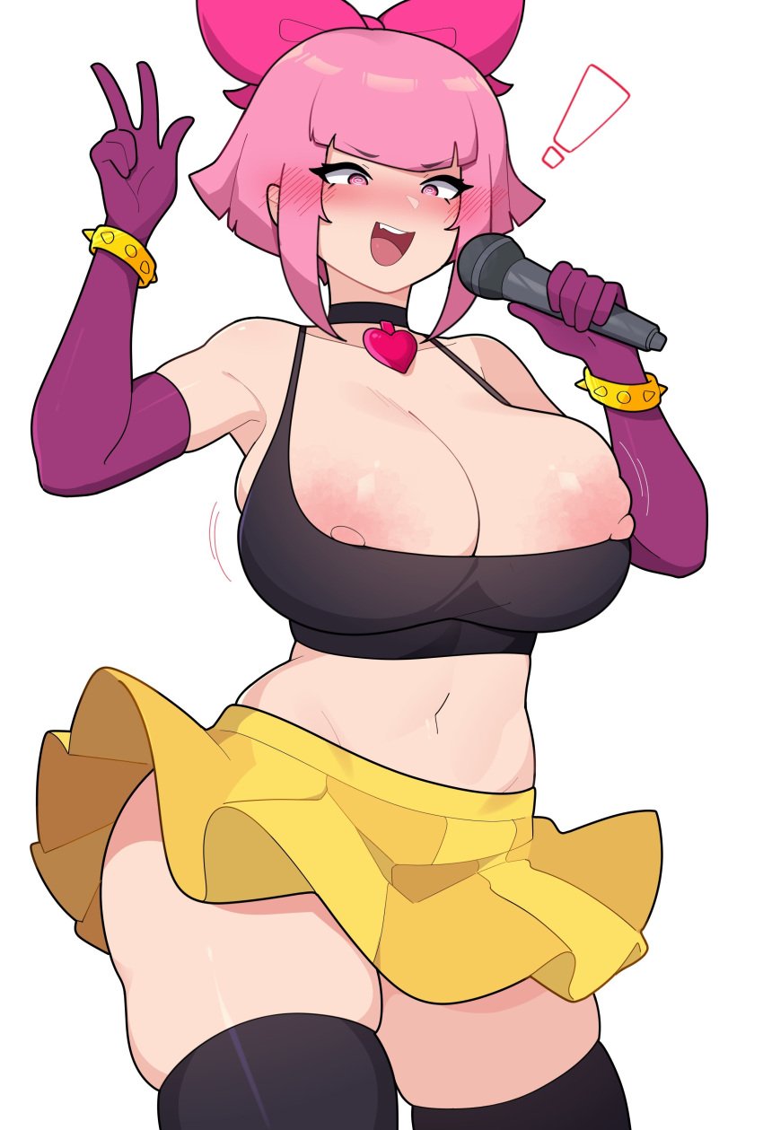 big_ass big_breasts brawl_stars breasts huge_breasts melodie_(brawl_stars) nipples pink_hair roixy_nsfw supercell surprised thick_thighs tits_out wide_hips