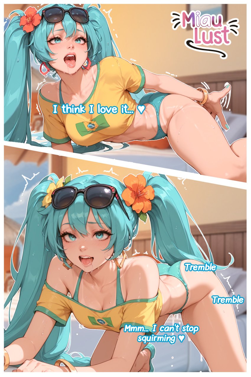 beach brazilian_miku excited female_masturbation fingering hatsune_miku hentai masturbation miaulust