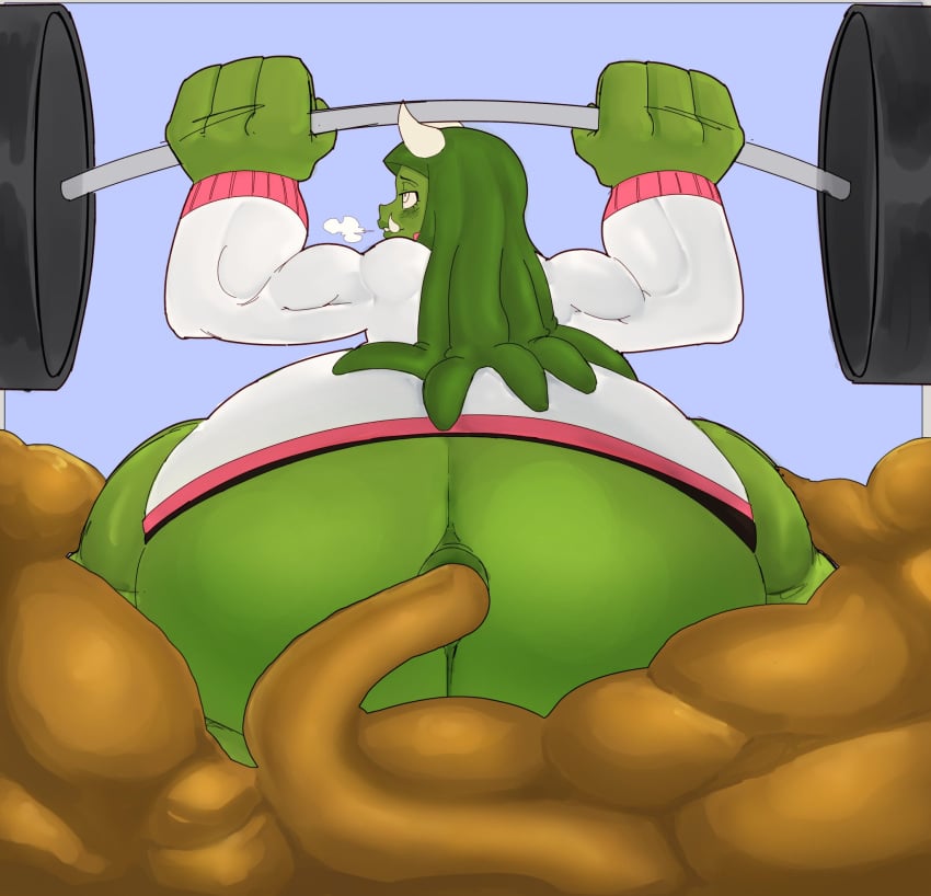 carafalsa funa_(bubbleburningxl) goblin goblin_female hyper_ass relief scat shit shitting squatting weightlifting