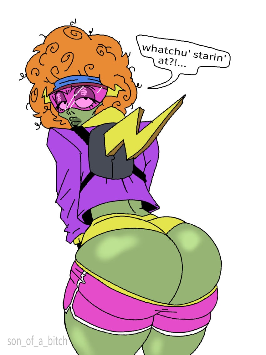 afro electric_slide_(pvz) female green_skin orange_hair panties pants_down plants_vs_zombies plants_vs_zombies:_battle_for_neighborville son_of_a_bitch_(artist) underwear yellow_panties yellow_underwear zombie zombie_girl