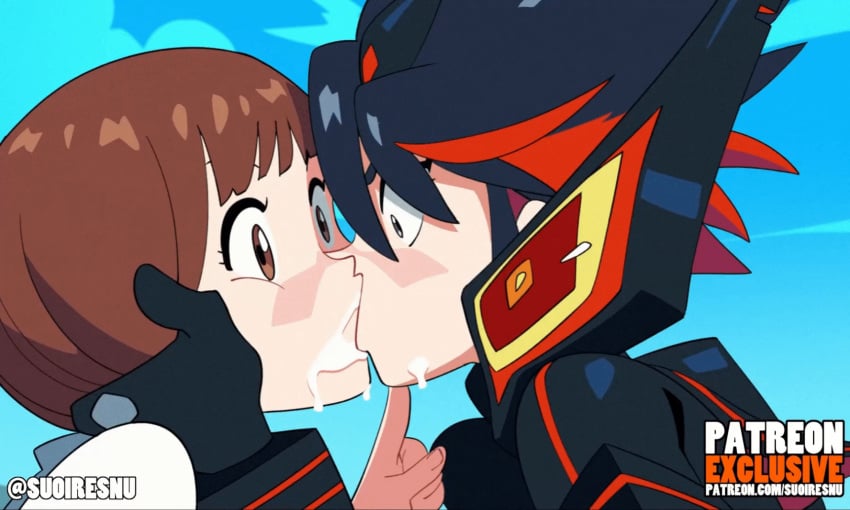 1080p 24fps 2girls @_@ animated armor black_pupils blue_eyes blush breasts closed_eyes clothing cum_swap curvy curvy_female dark-blue_hair female female_only gif hand_on_ass hand_on_butt hd head_tilted_back heart holding_face human implied_vaginal kill_la_kill kissing kumbomb lesbian_kiss loop mankanshoku_mako matoi_ryuuko mimihungva moaning multiple_girls open_mouth pale_skin patreon patreon_username pleasure_face red_hair senketsu shocked snowballing suoiresnu surprised sweat sweating yuri