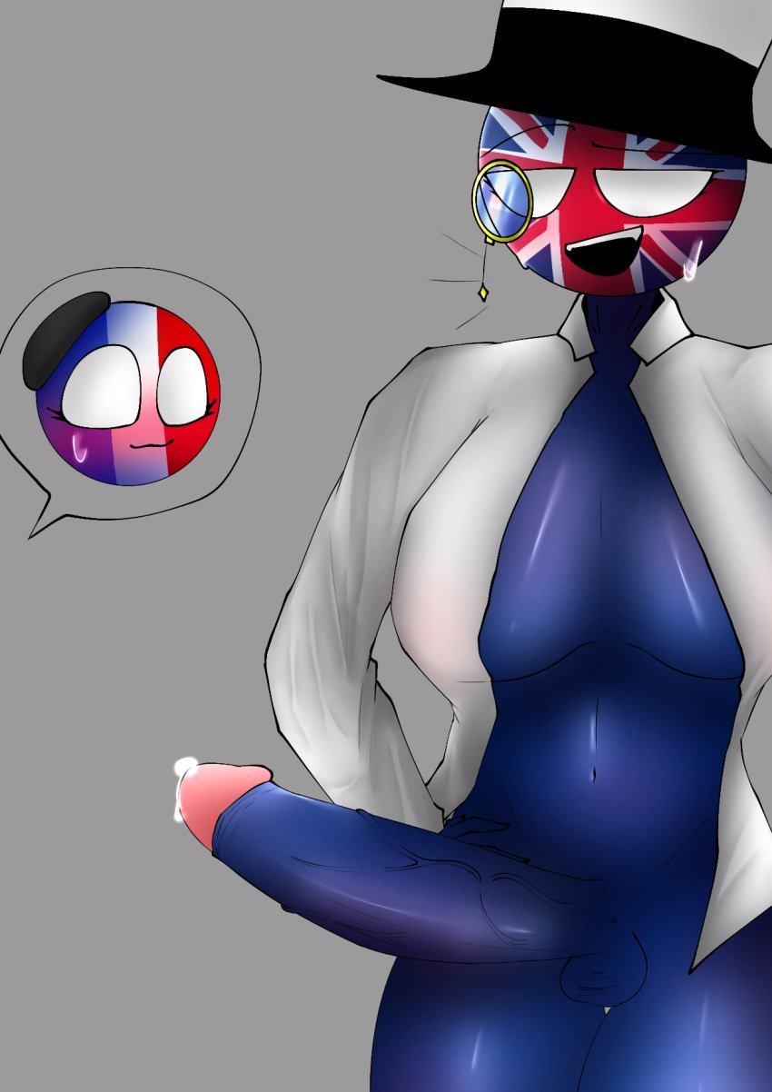 1futa 44waa29304 balls big_breasts big_penis blue_body blue_skin blush bodily_fluids countryhumans countryhumans_girl cum france_(countryhumans) futanari imminent_sex naked nude nude_female tagme top_hat united_kingdom_(countryhumans)