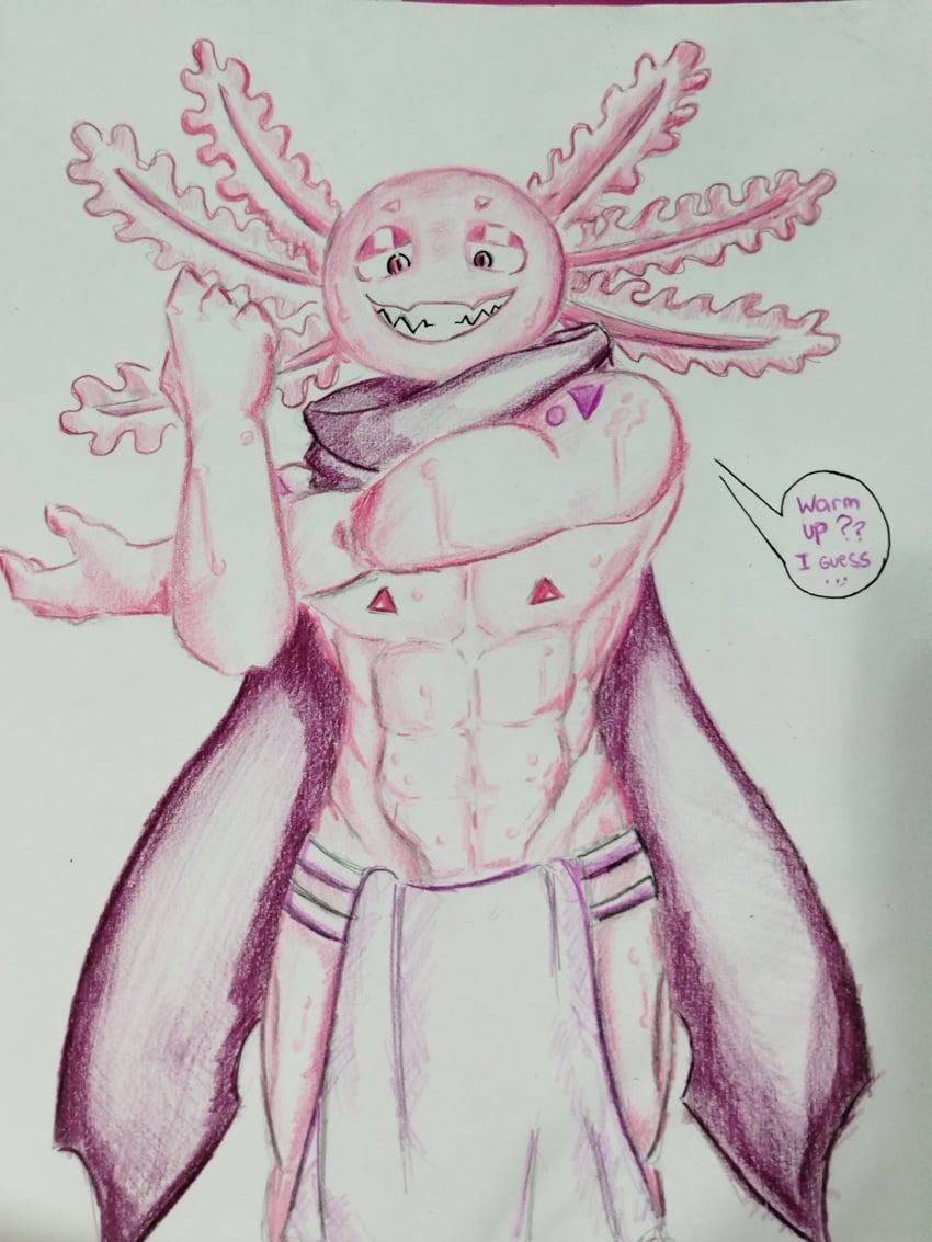 aristotle_(billie_bust_up) axolotl bara billie_bust_up excercise male pink_head