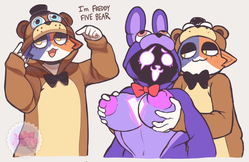 2girls big_breasts bonnie_(fnaf) female female_focus five_nights_at_freddy's fortnite fortnite:_battle_royale freddy_(fnaf) large_breasts lilbunpinky meow_skulls_(fortnite) multiple_girls raven_team_leader three_tone_fur