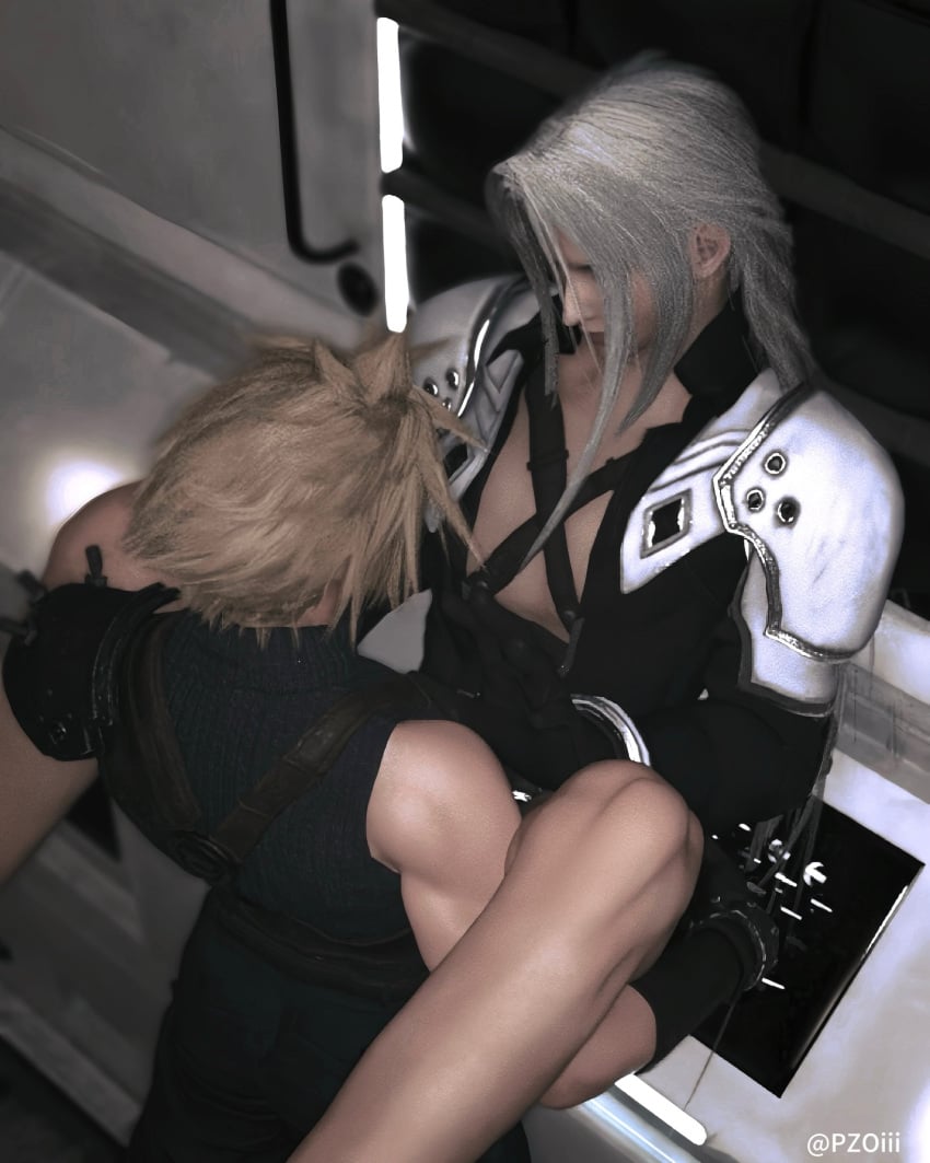 2boys 3d against_wall anal anal_sex ass blonde_hair bottomless clothed cloud_strife cuffs femboy final_fantasy final_fantasy_vii final_fantasy_vii_remake gay gay_sex gloves legs_apart legs_up light-skinned_male long_hair male/male pauldrons pzoiii sephiroth sex silver_hair spiky_hair square_enix tagme thighs villain yaoi