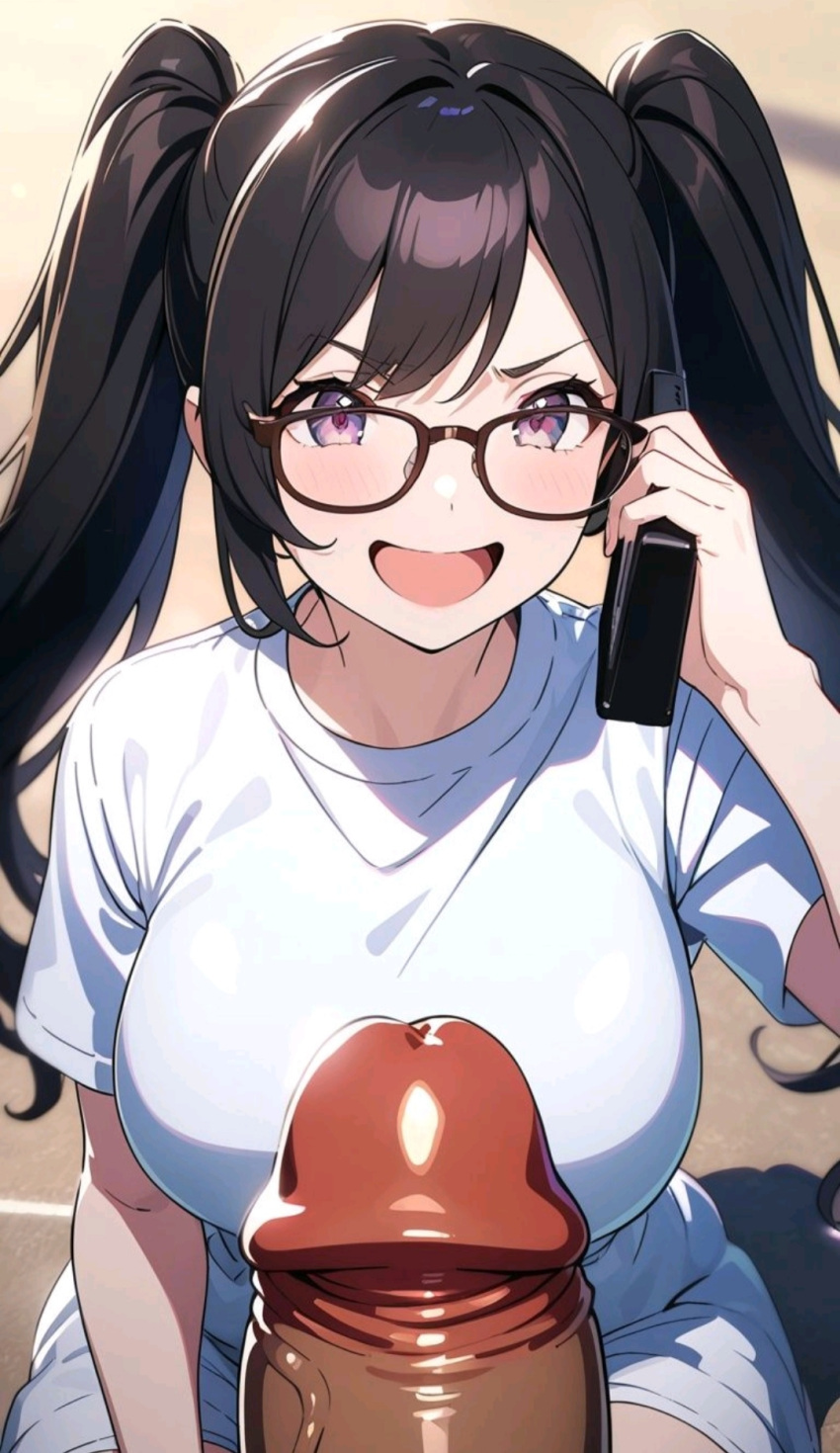 ai_generated big_breasts big_penis breasts cheating cheating_girlfriend cock cuckold dick glasses myaim netorare ntr original_character penis phone phone_call tagme walkie_talkie