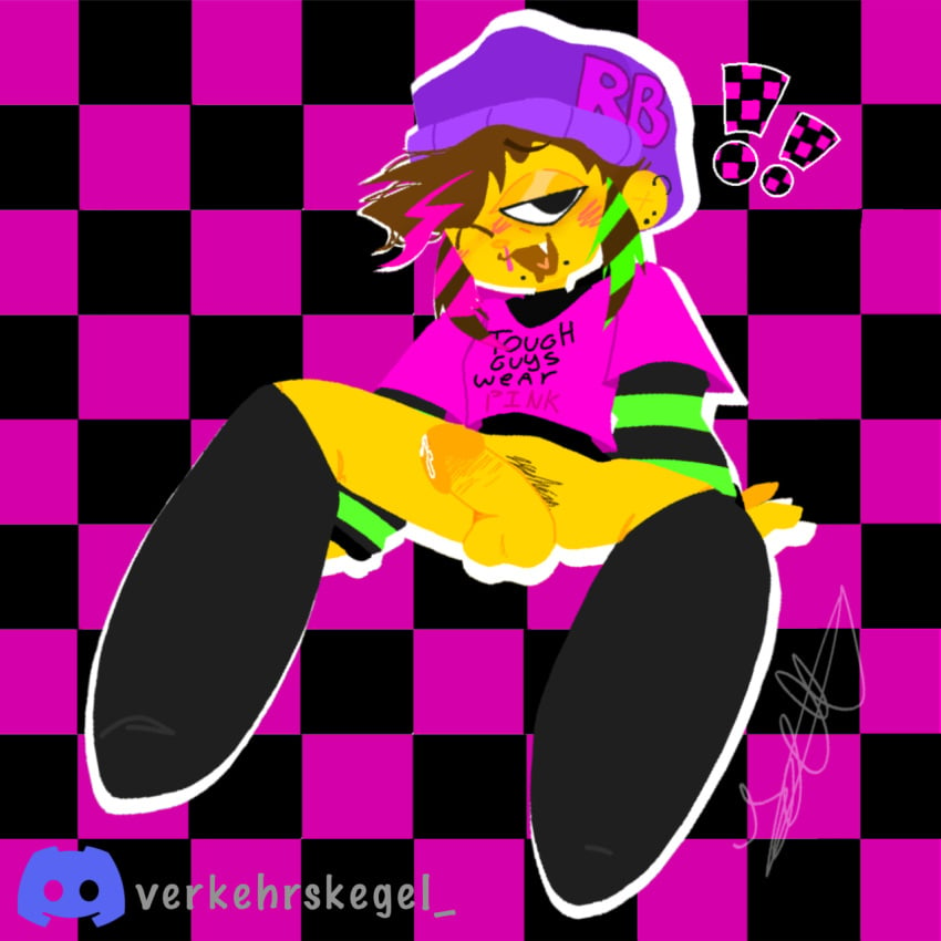 artist_upload cum_leak cum_leaking dick eyestrain femboy gay infected_(regretevator) jacksportt male piercing piercings precum regretevator scene scene_hair scene_kid scenecore signature untextured watermark