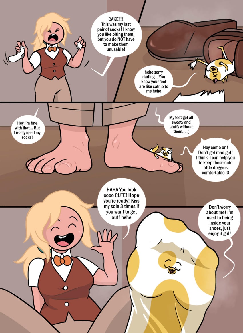 adventure_time adventure_time:_fionna_&_cake cartoon_network clothing_transformation feet fionna_and_cake fionna_campbell fionna_the_human_girl giantess living_clothes sock_transformation soles soles_female