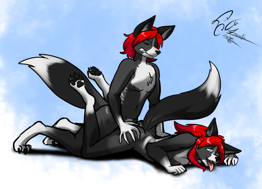 anthro black_body blue_eyes brother brother_and_sister brother_penetrating_sister canid canine dekaisen duo female female_penetrated fox from_behind_position fur hair hi_res in_heat incest male male/female male_penetrating male_penetrating_female mammal nude penetration red_hair rory_(wallooner97) saoirse_(wallooner97) sex sibling simple_background sister vaginal_penetration