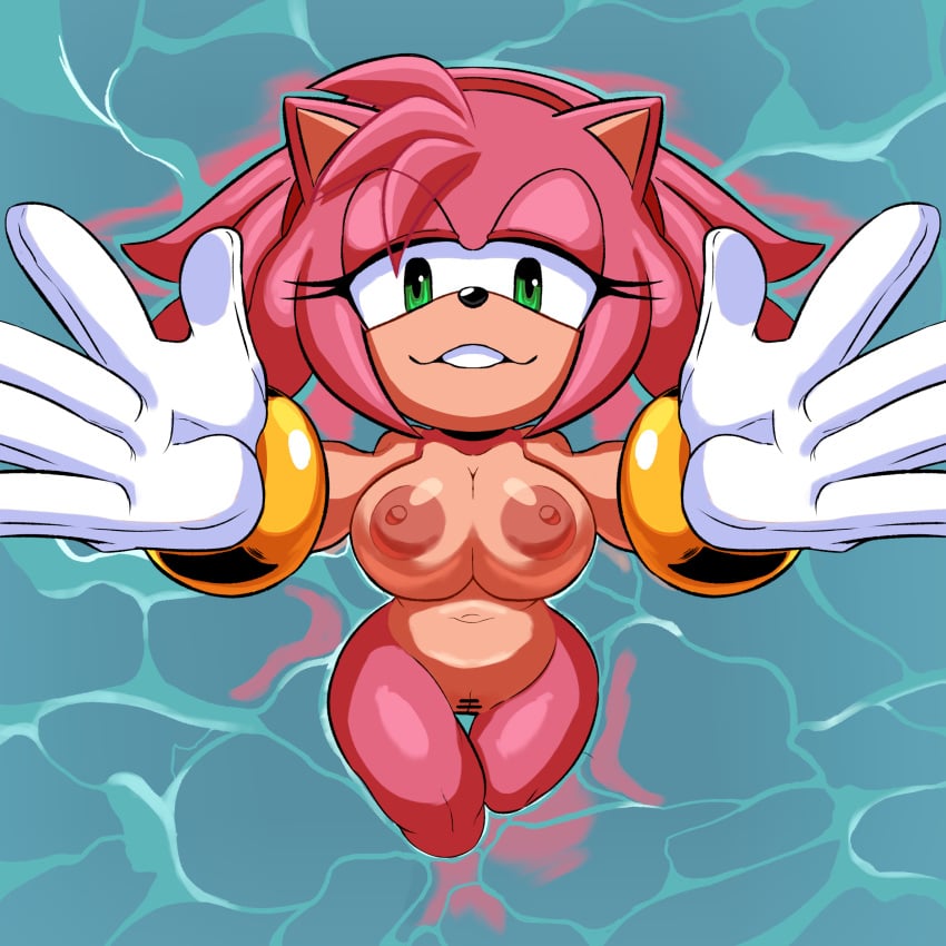 amy_rose anthro breasts curvy naked_female null_abyss sonic_(series) voluptuous_female wet