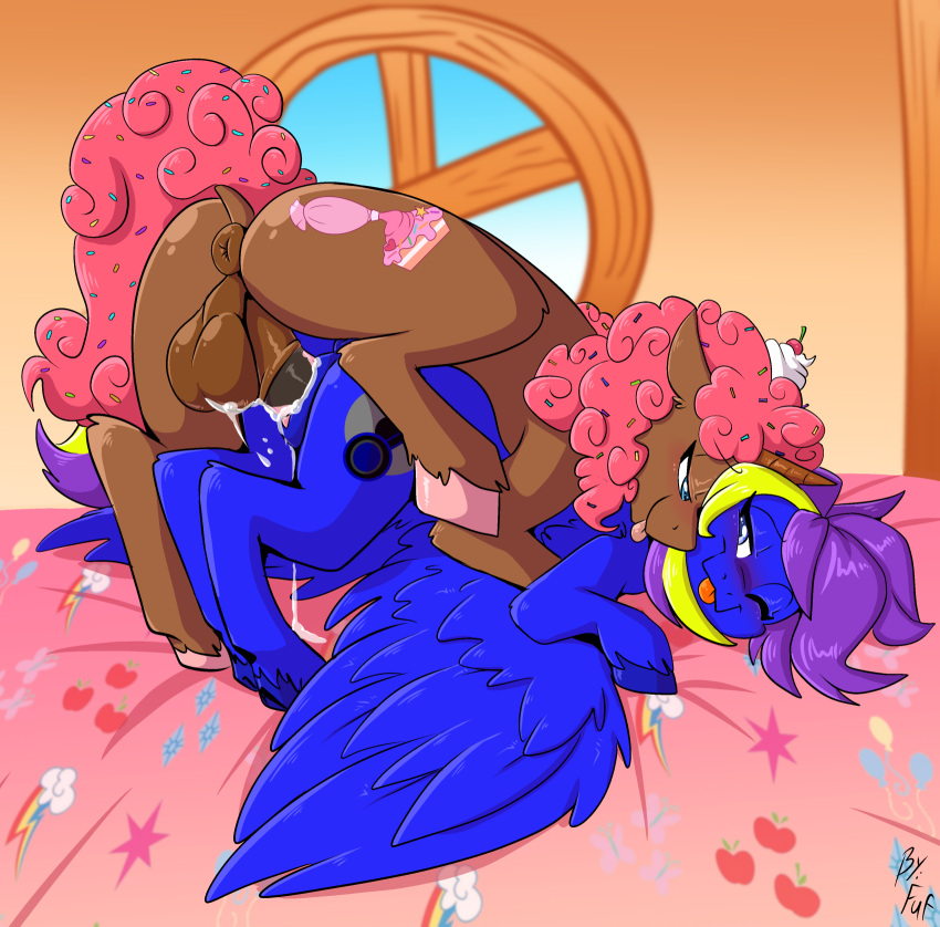 anus balls bed bedroom_eyes blep blue_body blue_fur blush bodily_fluids brown_body brown_fur clitoris cum cum_in_pussy cum_inside cutie_mark duo equid equine female female_penetrated feral fuf fur furniture genital_fluids genitals hair hasbro hi_res hooves horn horse male male/female male_penetrating male_penetrating_female mammal multicolored_hair my_little_pony mythological_creature mythological_equine mythology narrowed_eyes pegasus penetration penile penile_penetration penis penis_in_pussy pink_hair pony purple_hair pussy seductive sex spread_wings tongue tongue_out two_tone_hair unicorn unicorn_horn vaginal_penetration vaginal_penetration wings