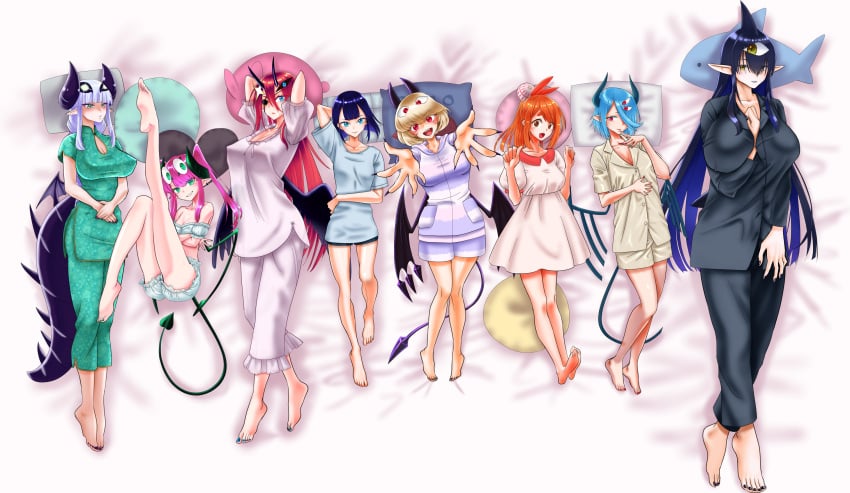 8girls blue_hair debby_the_corsifa debby_the_corsifa_is_emulous dexiaburosuta-meruthipurinn female hellmes_the_autumn mei_de_skuiin red_hair reizu_yu_risukixi shadoxottosha-ku