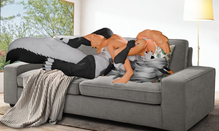 4_toes 69_position anthro arm_wraps big_tail black_clothing black_nipples canid canid_demon canine canis clothing couch_sex cunnilingus demon detailed_background diane_foxington dreamworks duo feet female female/female fox fur furniture genitals grey_body grey_fur grey_hair hair hellhound helluva_boss hi_res lamp legwear loona_(helluva_boss) mammal mythological_canine mythological_creature mythology nipples oral orange_body orange_fur penetration pussy sex sofa stockings tail the_bad_guys toes universal_studios vaginal_penetration warmers white_body white_fur wolf wraps xxxdelphoxxxx