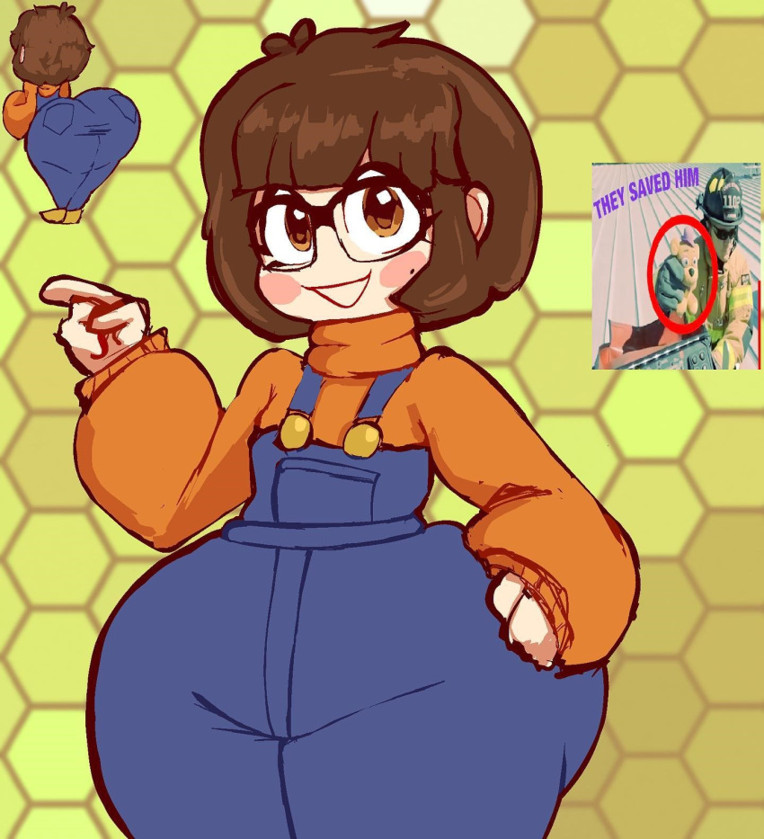 1girls 2d artist_request ass big_ass big_butt bizabizow brown_hair bubble_butt butt female female_only glasses short_hair thick_thighs wide_hips youtube youtuber