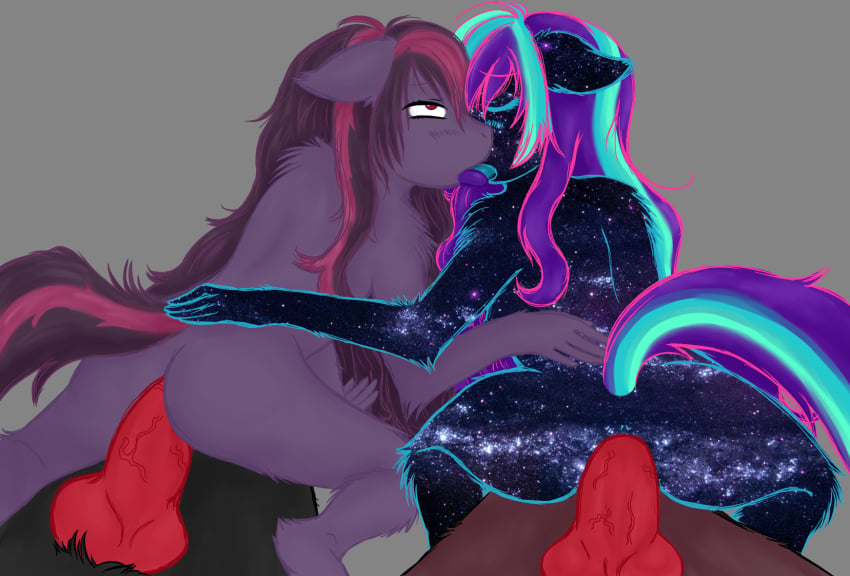 anal andromeda anthro blue_hair canine equine female foursome fuzzy green_hair group group_sex hair horse kissing knot long_hair male mammal multicolored_hair patchouli_kush pink_hair pony purple_body purple_hair red_eyes sex sleepymomo star