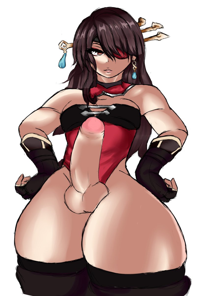 balls beidou_(genshin_impact) big_penis big_thighs fat_cock genshin_impact giant_thighs gigantic_thighs huge_cock huge_thighs large_penis large_thighs long_hair massive_thighs penis solo_futa thick_penis thick_thighs thighs wide_thighs yamikuror