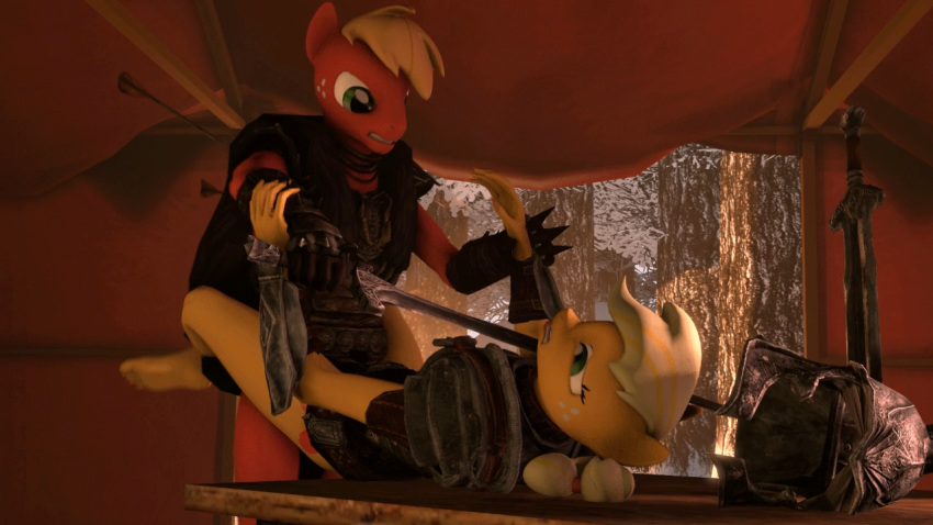 2014 3d animated anthro applejack_(mlp) big_macintosh_(mlp) brother_and_sister crossover duo earth_pony equine female forced friendship_is_magic horse incest male mammal my_little_pony penetration pony rape sex sibling skyrim smooth_skin source_filmmaker straight swedishsnus sword the_elder_scrolls weapon