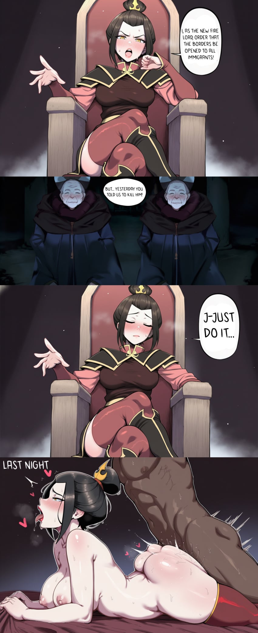 1boy 1boy1girl 1girl1boy 1girls 3koma ahe_gao ai_assisted ai_generated ass ass_ripple avatar:_the_last_airbender avatar_the_last_airbender azula black_hair blacked blush boots breasts comic crossed_legs dark-skinned_male dark_room dark_skin dress english_text female forced forced_sex heart kidnap kidnapped kidnapped_female kidnapped_girl kidnapping large_breasts manga manga_page manga_style multiple_boys nay_juno on_stomach penetrating penetrating_pussy penetration penetration_depth_mark penetration_from_behind plap prone_bone rape raped_by_enemy raped_female raped_girl sex sex_from_behind sexy sexy_pose sitting sitting_on_throne spanked straight text throne tongue tongue_out violation