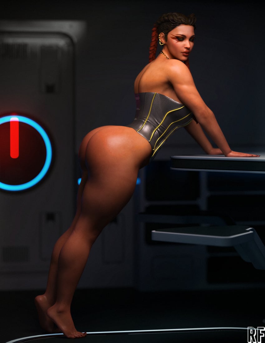 1girl 1girls 3d 3d_(artwork) 3d_render apex_legends ass barefoot big_ass braided_hair brown_body corset earrings exposed_ass female female_focus female_only huge_ass latina loba_(apex_legends) rude_frog solo solo_female voluptuous voluptuous_female