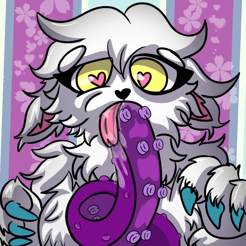 blue_nails caritxxx female furry furry_ears furry_female heart-shaped_pupils long_nails no_background oc original original_character saliva saliva_on_dildo self_upload tentacle tentacle_dildo tentacle_in_mouth tongue tongue_out twitter twitter_link twitter_user_oc twitter_username white_body white_fur white_furry yellow_eyes