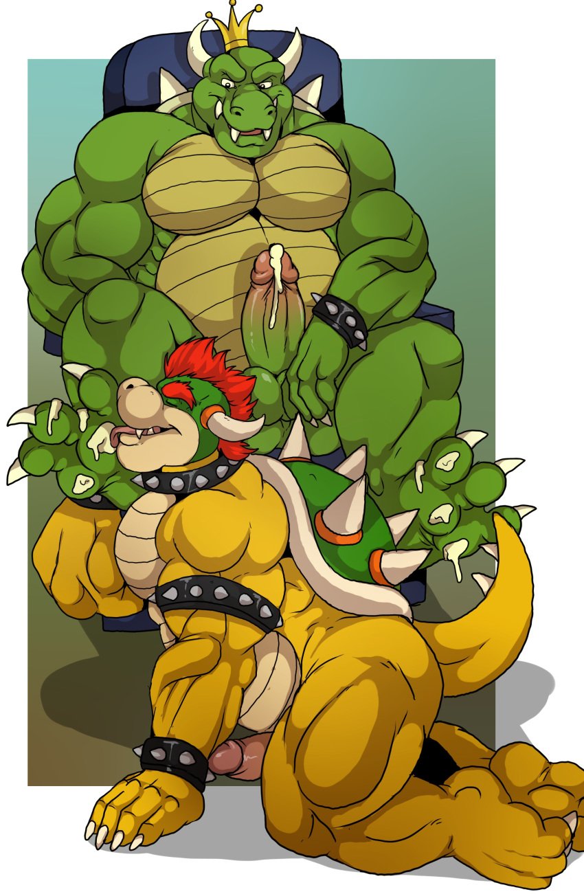 all_fours anthro arody balls bowser claws closed_eyes crown cum cum_on_feet cum_on_penis dragon duo erection foot_fetish hindpaw horn king_koopa koopa licking male male_only mario_(series) muscles mutant-serpentina mutant_serpentina nintendo nude paws penis reptile scalie sitting super_mario_bros. the_super_mario_bros._super_show! toe_claws tongue tongue_out turtle yaoi