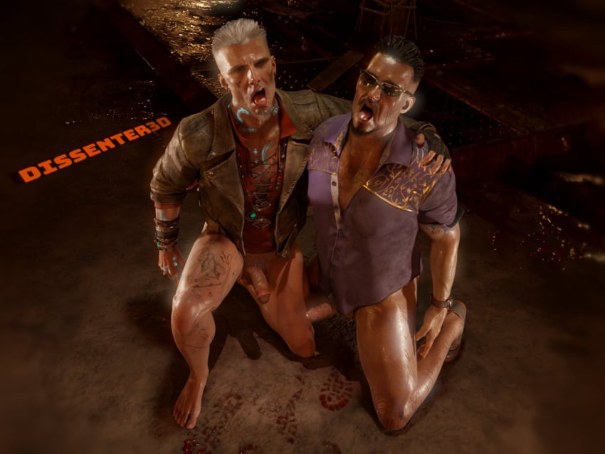 505_games bottomless bottomless_male dead_by_daylight dissenter3d erect_penis gay jonah_vasquez kneeling kneeling_oral_position male male/male male_focus male_only tongue_out veiny_penis vittorio_toscano yaoi