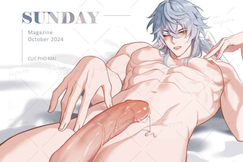 1boy gay honkai:_star_rail male male_only naked_male penis penis_awe pretty_boy solo sunday_(honkai:_star_rail)