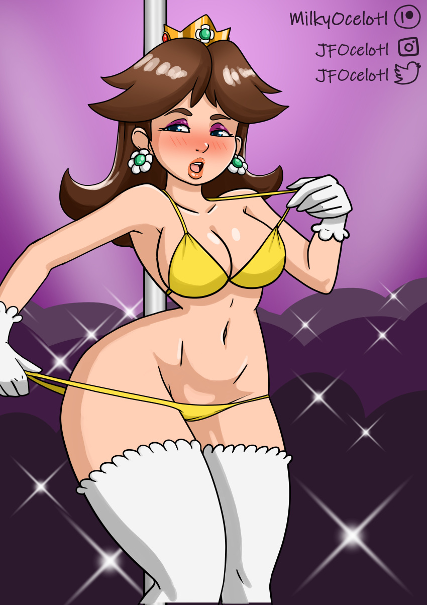 breasts mario_(series) nintendo oni_senpai princess_daisy stripper_pole tagme