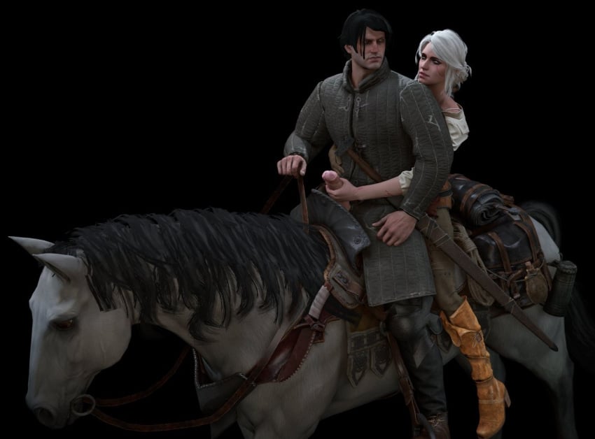 1boy 1girls 3d big_penis cahir_mawr_dyffryn_aep_ceallach cd_projekt_red ciri emile_(theviceart) female handjob multitasking penis penis_out riding riding_horse the_vice_art the_witcher_(series) the_witcher_3:_wild_hunt white_hair