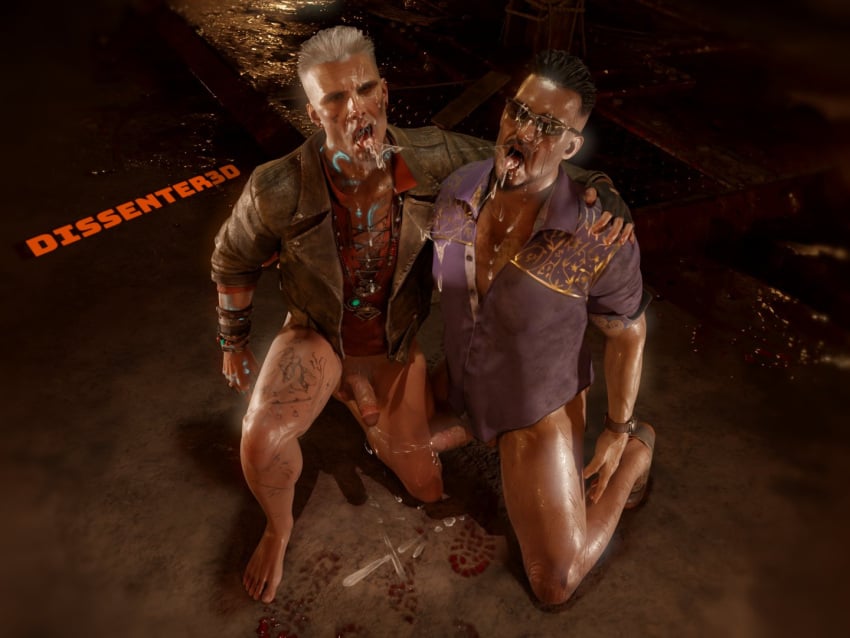 505_games bottomless bottomless_male cum cum_everywhere cum_splatter dead_by_daylight dissenter3d erect_penis gay jonah_vasquez kneeling kneeling_oral_position male male/male male_focus male_only tattooed_male tongue_out veiny_penis vittorio_toscano yaoi