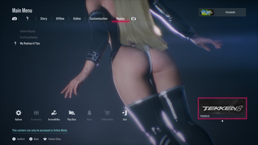 ass ass_focus blonde_hair emilie_de_rochefort female female_only main_menu teenager tekken tekken_8